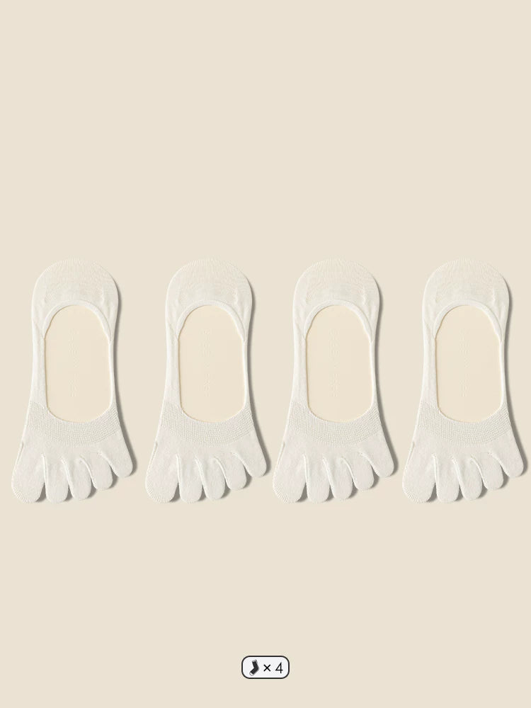 Dcxecsx | Women’s Toe Socks Low Cut Invisible Boat Socks with Silicone Non-Slip Grip, Cotton Summer Thin Candy Color Design