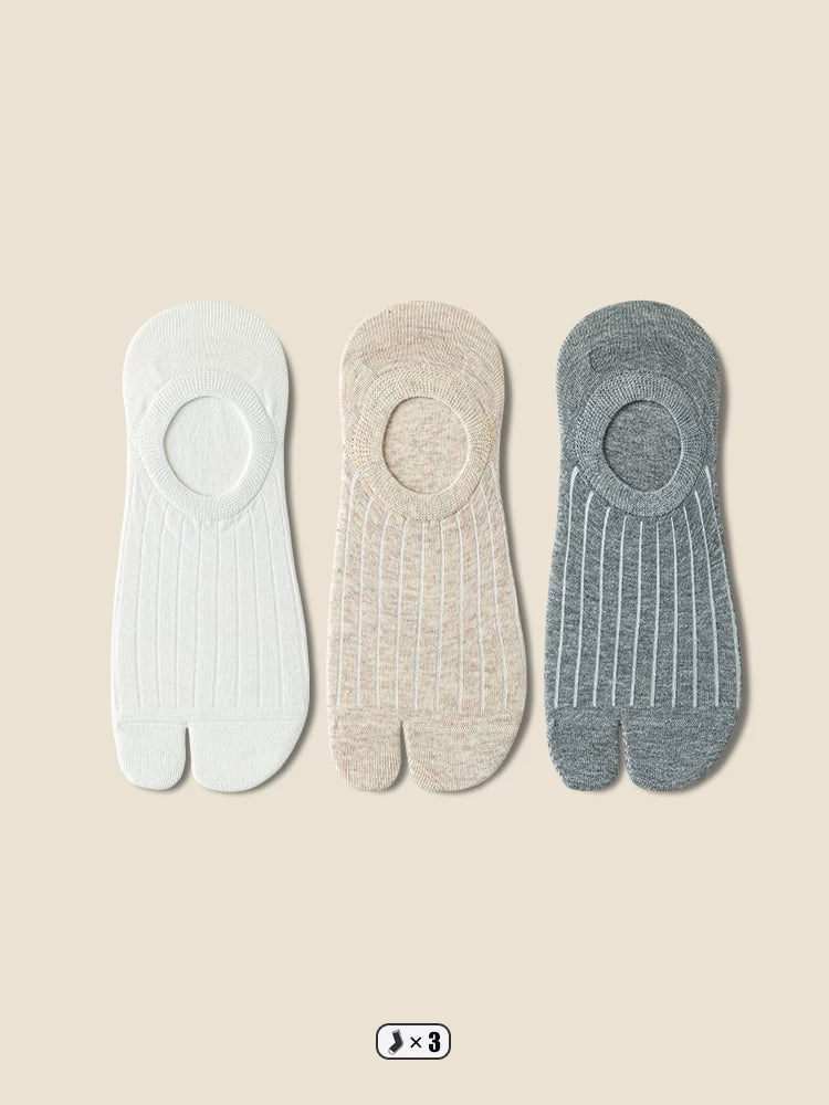 Dcxecsx | Women’s Invisible Boat Socks with Shallow Mouth Split Toe Design, Silicone Non-Slip Heel and Pure Cotton Thin Summer Construction